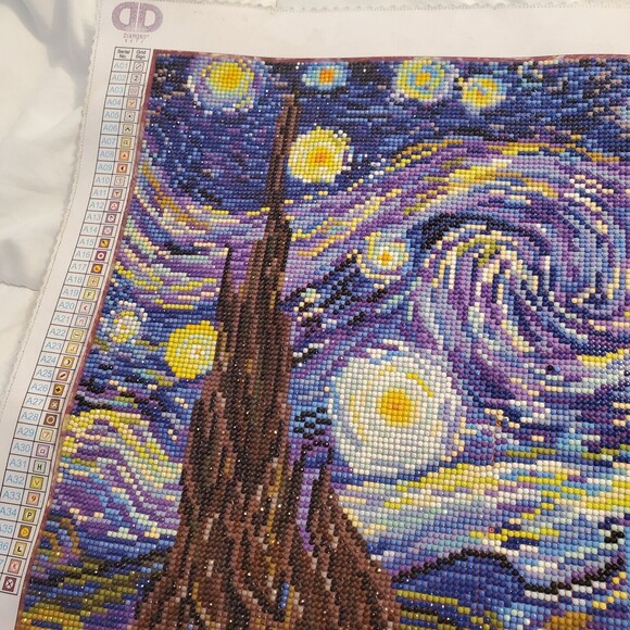 Diamond Art Painting Finished Completed 20"x20" Van Gogh Starry Night Hanging - Picture 7 of 12